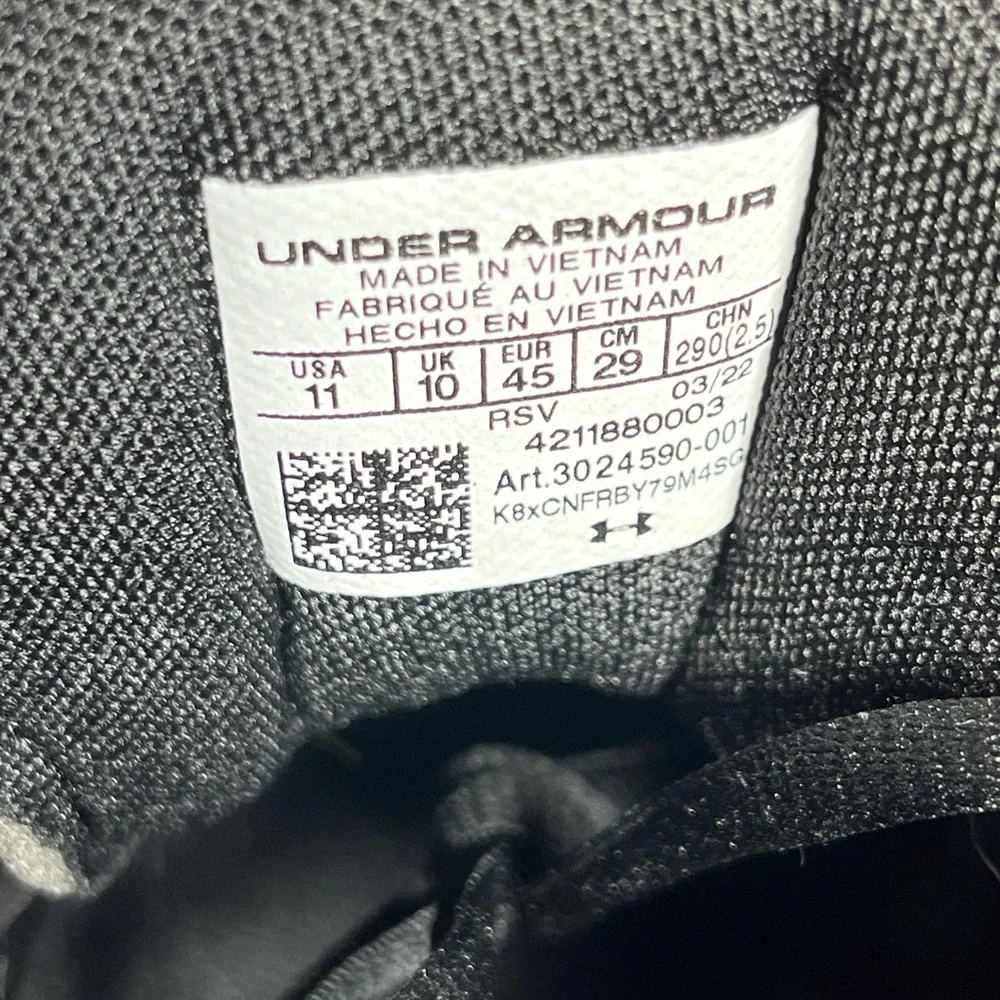 NEW Under Armour Charged Assert 9 Mens Black/White Size 10.5 Wide Fast Shipping - Picture 5 of 5